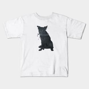 Border Collie Art Black Silhouette Kids T-Shirt